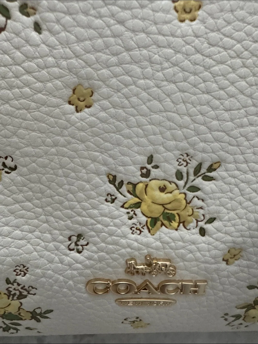 Coach Cream Crossbody with Yellow Floral Print and Gold Hardware